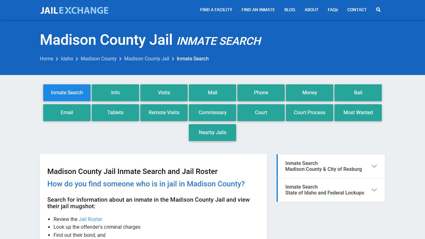 Inmate Search: Roster & Mugshots - Madison County Jail, ID - Jail Exchange